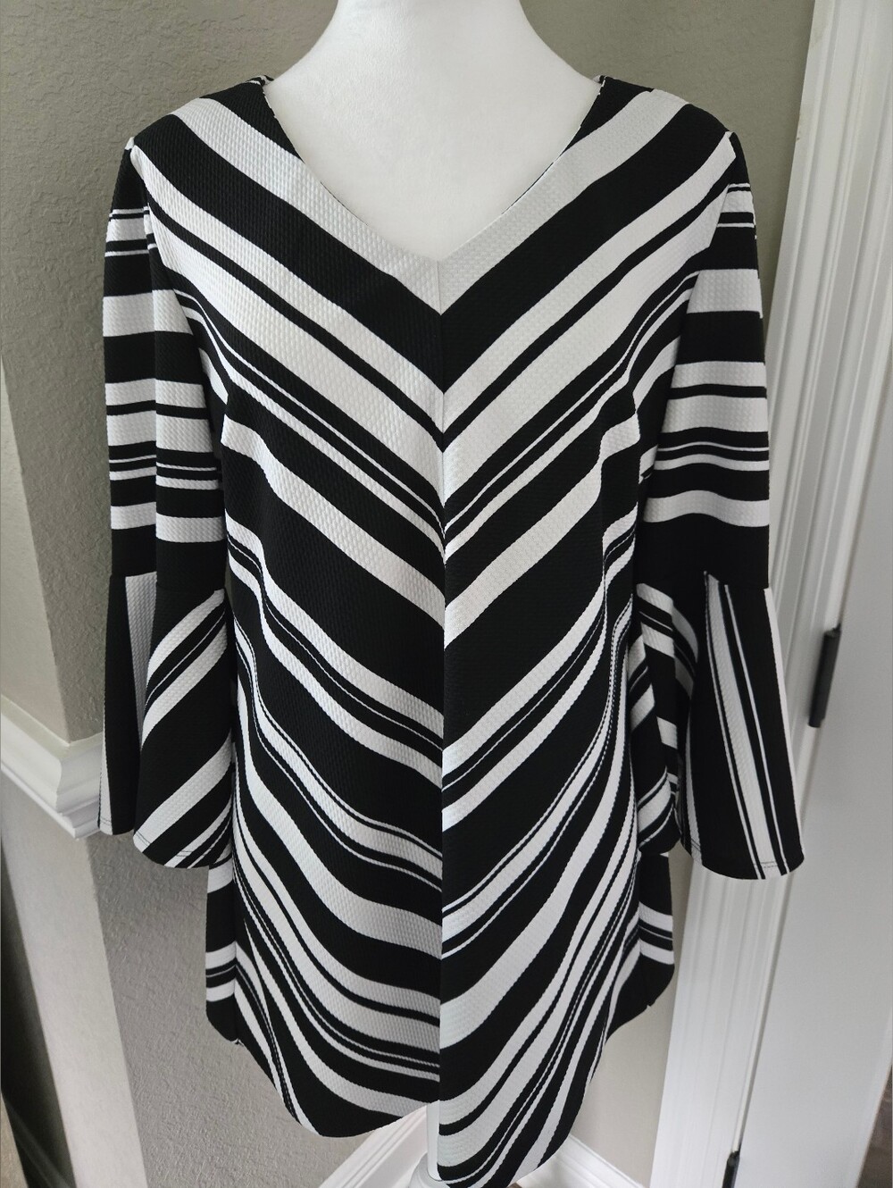 Coco Bianco Striped Bell Sleeve Tunic